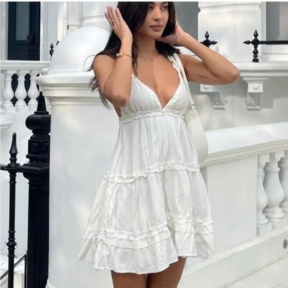 PRINCESS POLLY Romeo Mini Dress White Womens 4 Beachy Birthday Going Out - Picture 1 of 7